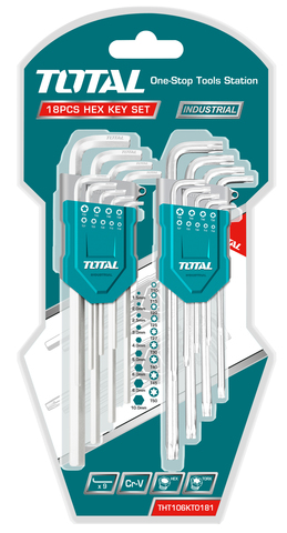 Набор шестигранников TORX 9шт+HEX 9шт Cr-V , THT106KT0181