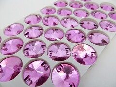 Стразы пришивные стекло Crystal риволи, Ø 16 мм, розовый