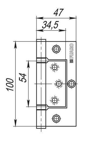 Петля универсальная без врезки 300-2BB 100x2,5 PN (перл. никель)