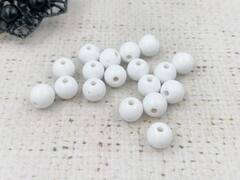 Бусины матовые пришивные, Ø 8 мм, белый