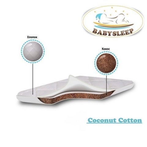 Детский матрас класса Люкс BabySleep, Culla Coconut Cotton, 90 x 43/45 (90 x 43)