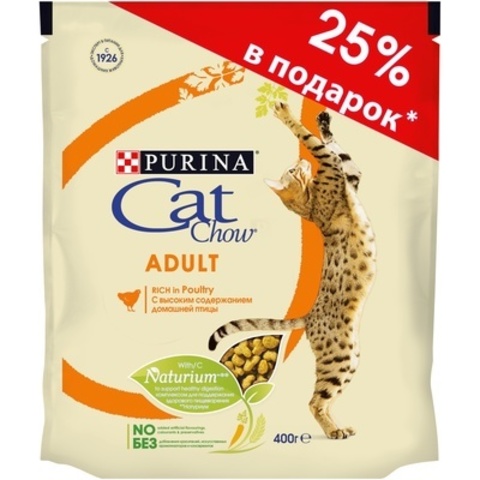 ПРОМО! Cat Chow сухой корм для взрослых кошек с птицей 300г + 100г