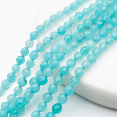 Амазонит граненый бусины, диаметр около 4,2 мм, цена за отрезок 19 см (1/2 нити)