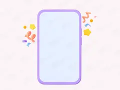 Макет смартфона с конфетти в 3D