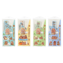 
          Линейка Basir пластиковая, набор 4 шт, серия "Капибара", 4 предмета: линейка 15 см, транспортир и два угольника