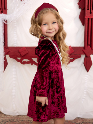 Платье Фея бархат бордо