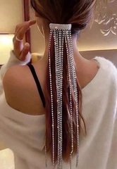 Z043- Заколка для волос на хвост из страз с длинными подвесками