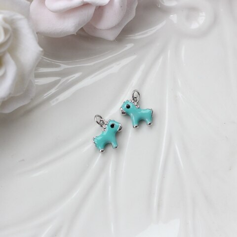 УЦЕНКА!!! Подвеска с эмалью Лошадка 11*11 мм, родий, У096