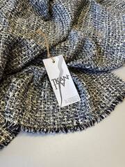 Костюмно-плательный смесовый твид (LiuJo, 60%хлопок/20%вискоза/15%пэ/5%полиамид, Сине-белый меланж, 152, 368 гр/м2)