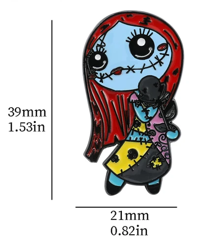 Кошмар перед Рождеством значок металлический Джек Скеллингтон Салли