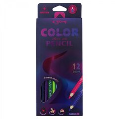 
          Карандаши цветные Yalong 12 цв., "Aurora series", деревянные, трехгранные, заточенные, грифель 3.0 мм, картон. уп., европодвес