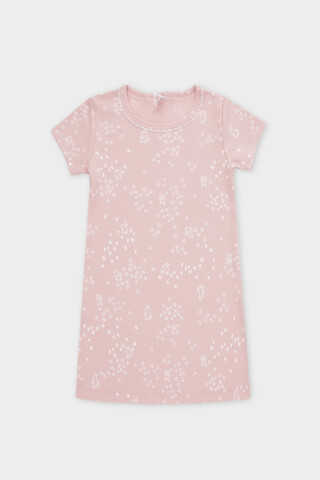 сорочка  для девочки  К 1156/дымчатая роза,зайчата