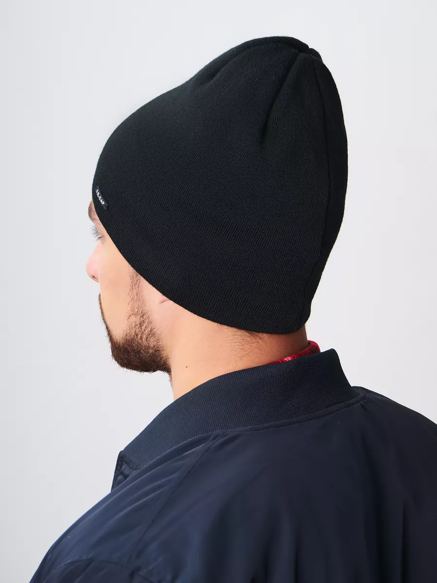 Шапка зимняя на флисе бини вязаная осень