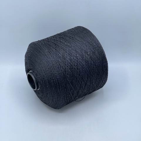 Бобинная пряжа, Linette Pailletes, 450м, 80% Лен, 20% Полиэстер(пайетка), Черный+пайетка. 39445