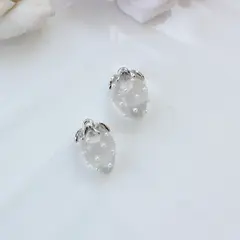 Подвеска Ягода клубника, акрил, прозрачный, посеребрение, 19*12 мм, З121