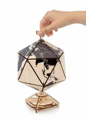 Глобус Икосаэдр - шкатулка с секретом черный от EWA - Деревянный конструктор, Сборная модель, 3D пазл