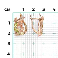 02-5287-00-235-1110- Серьги «Ящерицы» из золота c цитринами и хризолитами