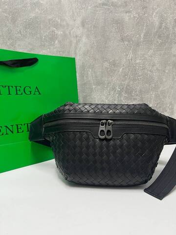 Сумка поясная мужская кожаная Bottega Veneta Intrecciato