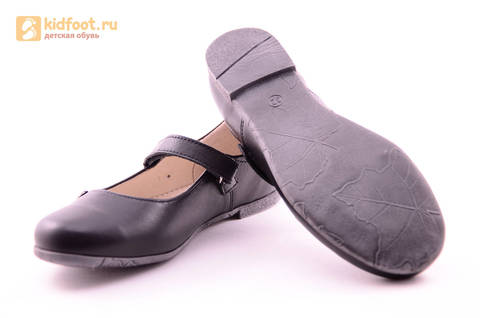 Туфли для девочек из натуральной кожи на липучке Лель (LEL), цвет черный. Изображение 11 из 18.
