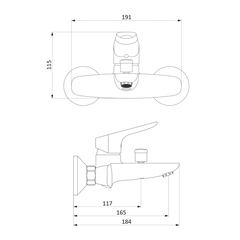 Cмеситель для ванны/душа RedBlu by Damixa - 771000000