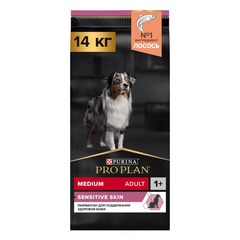 Pro Plan сухой корм для взрослых собак средних пород с чувствительным пищеварением (лосось,рис) 14кг
