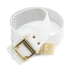 Купить Ремень кожаный парадный Белый с латунной пряжкой ВМФ в Магазине тельняшек