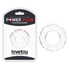 Прозрачное эрекционное кольцо с гранями POWER PLUS Cockring - 