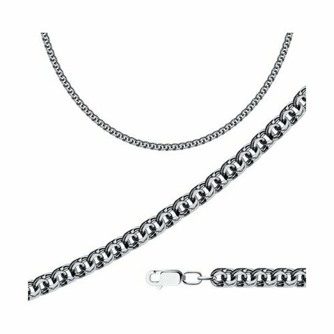 95-180-14090-1 - Цепь из черненного серебра с алмазными гранями, плетение бисмарк ручной