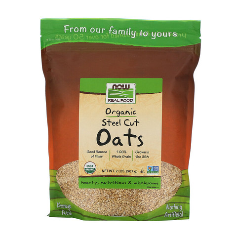 Now Foods, Real Food, Organic Steel Cut Oats, 2 фунта (907 г)
