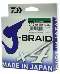 Купить шнур плетеный Daiwa J-Braid X4 135м 0,15мм зеленая