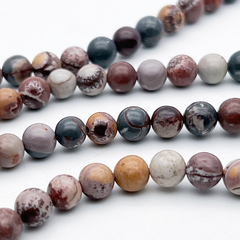 "Яшма Чохуа" бусины, диаметр около 6-6,5 мм, цена за 31-32 шт (1/2 нити)