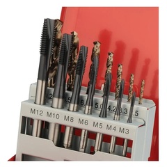 Набор метчиков машинных M3 -M12 HSSE-TiALN DIN371/376 (B/4-5P, + сверла) 14пр H-Tools 245051FHT