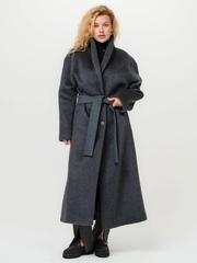 Пальто серое удлиненное