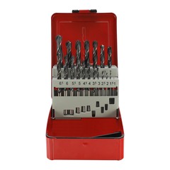 Набор сверл по металлу 1-10мм 19шт DIN338 HSS 118° (мет. кейс) H-Tools 205212HT