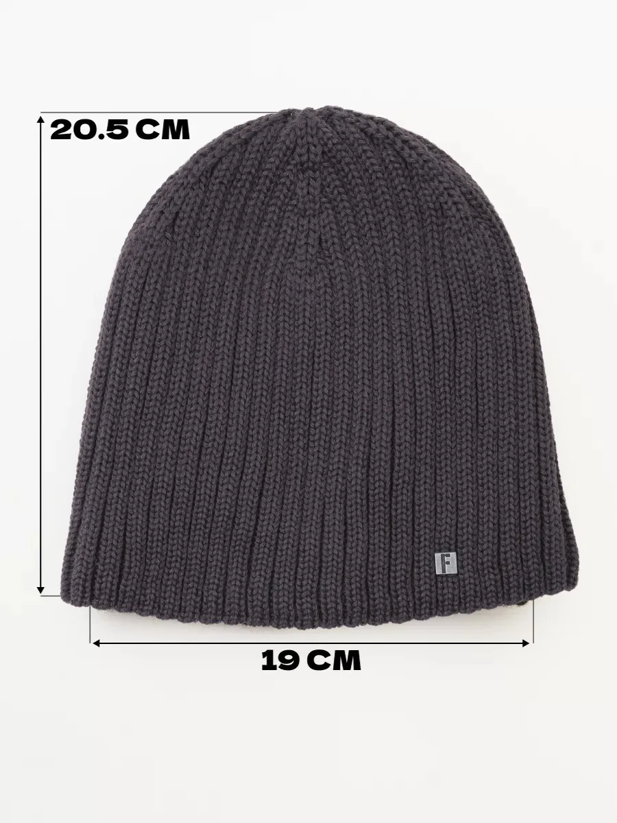 Шапка зимняя на флисе вязаная бини