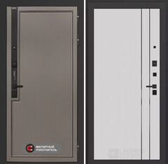 Входная дверь в квартиру Лабиринт Лаб про 1 Белый софт рельеф, черный молдинг