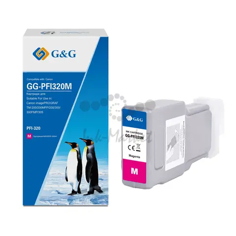 Картридж струйный G&G GG-PFI320M PFI-320M пурпурный (300мл) для Canon imagePROGRAF TM-200, 200MFP, 205, 300, 300MFP, 305