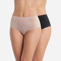 Трусы женские хлопковые 2 шт. в упаковке DIM 0DFP_Телесный/Черный
