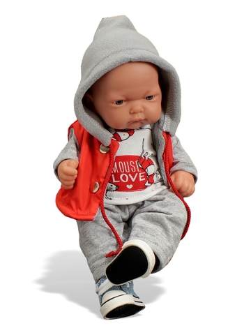 Костюм с красным жилетом - На кукле. Одежда для кукол, пупсов и мягких игрушек.