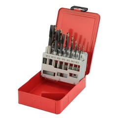 Набор метчиков машинных M3 -M12 HSSE-TiALN DIN371/376 (B/4-5P, + сверла) 14пр H-Tools 245051FHT