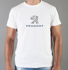 Футболка с принтом Пежо (Peugeot) белая 003