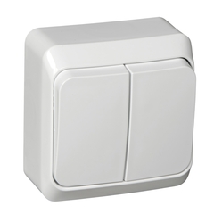 Schneider Electric ЭТЮД Белый Выключатель 2-клавишный открытая установка с индикатором подсветка внутри BA10-006B