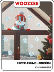 Наклейки-стикеры "Выглядывающий снеговик 2"