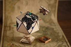Глобус Икосаэдр - шкатулка с секретом черный от EWA - Деревянный конструктор, Сборная модель, 3D пазл