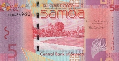 Банкнота 5 тала 2012 год, Самоа. UNC