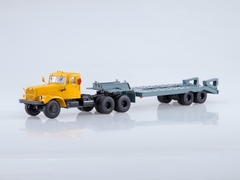 KRAZ-258B1 with semitrailer-heavy-carrier ChMZAP-5523 ​​yellow-gray 1:43 AutoHistory