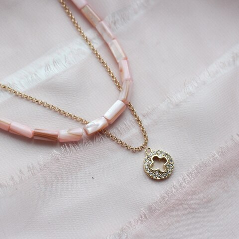 Подвеска круглая с клевером и фианитами, 10 мм, позолота, П457