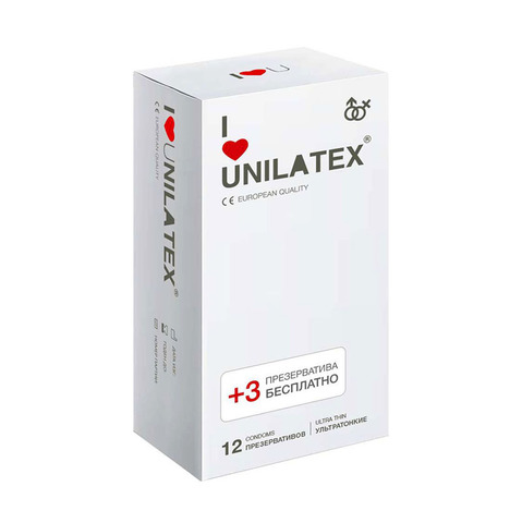 Презервативы Unilatex Ultrathin 12шт+3 шт в подарок
