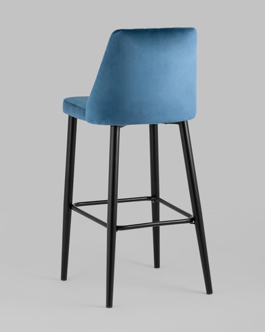 Стул барный Диего велюр пыльно-синий, для кухни столовой гостиной дизайнерские дома без подлокотников со спинкой