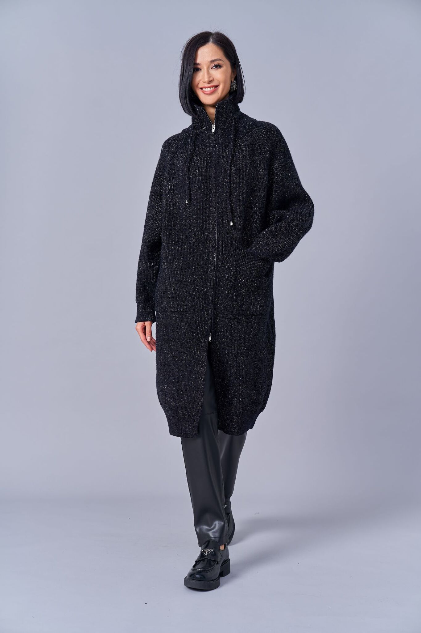 Кардиган на молнии длинный